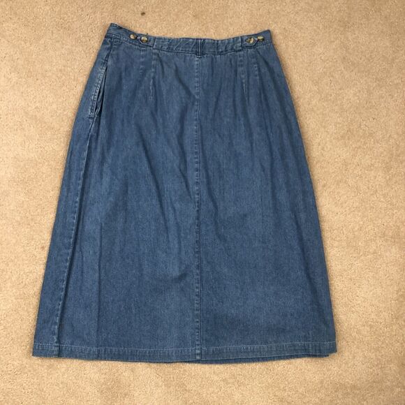 Vintage Women’s Truly Yours Jean Skirt Size 16 A Frame Midi Pleated‎ 1990's - Picture 7 of 8
